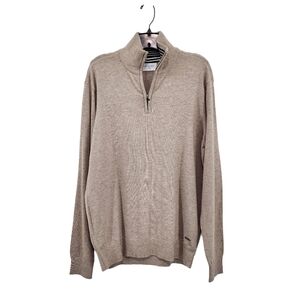 Projek Raw Men's Knit Mock Zip Collar Sweater Beige